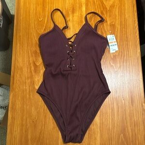 NWT- maroon one piece bathing suit